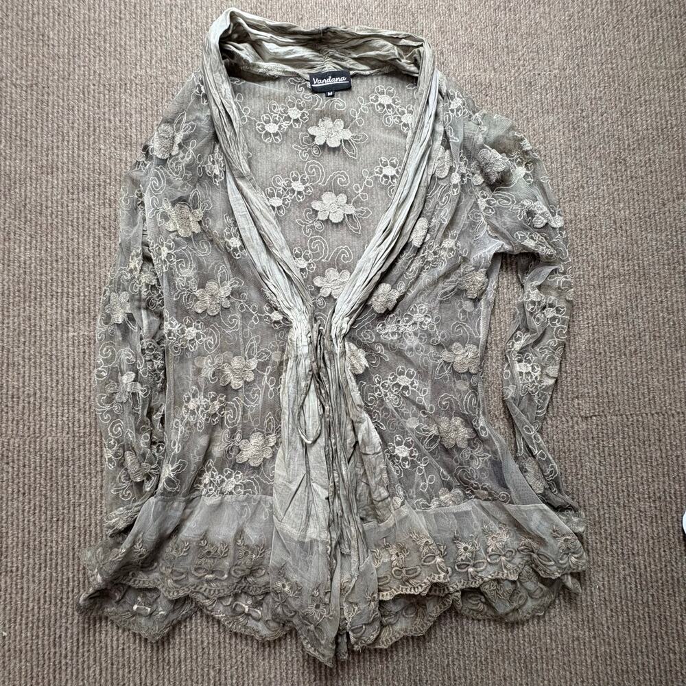 Vintage Y2K Lace Fairy Embroidered Cardigan Vandana size medium